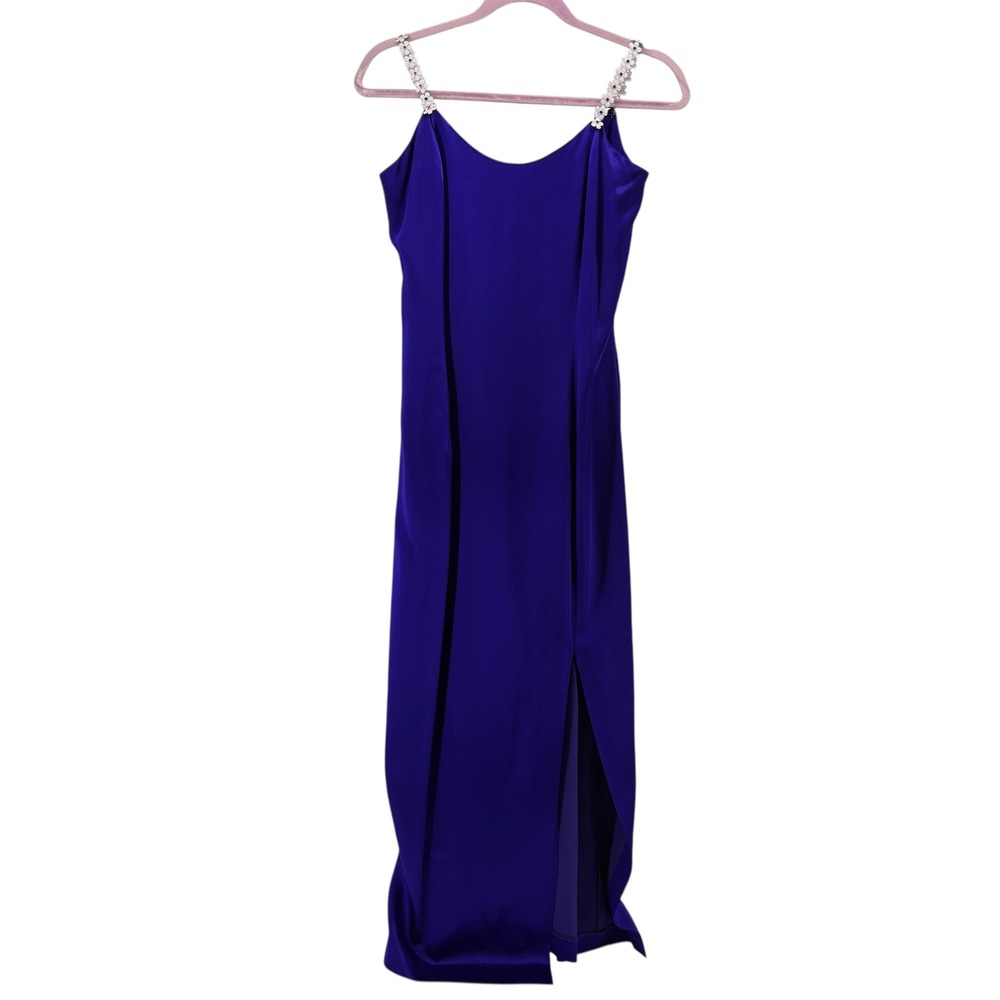 Jessica Mcclintock Gunne Sax Royal Blue Maxi Dress 9/10 Rhinestone Evening Gown